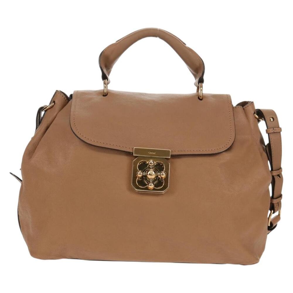 Chloe Elsie Hand Bag Leather 2way Beige Gold Auth BA8869 - Picture 13 of 16